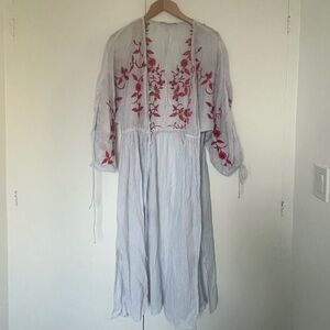 Zara Blue and White Striped Semi-Sheer Coverup | Size S